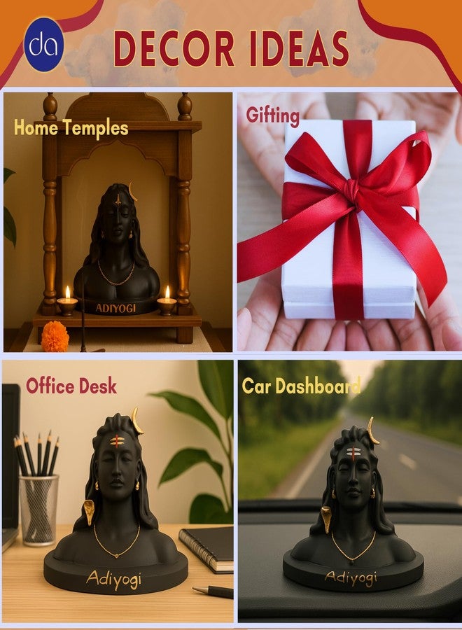 Dev Aastha Resin Small Adiyogi Shiva Statue for Car Dashboard| Adiyogi Statue for Home Decor Pooja Room Office| Mahadev Murti Lord Shiva Idol Gift for Diwali Maha Shivratri Housewarming Birthday - Image 4